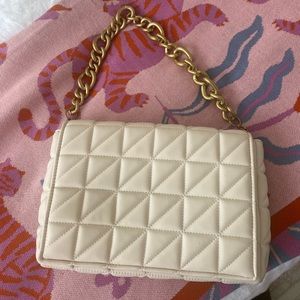 White Zara bag with gold chain